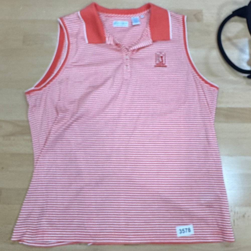 Oxford Golf Super Dry TPC Scottsdale Sleeveless Striped Polo Shirt XL